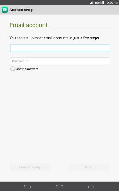 Press Password and key in the password for your email account.