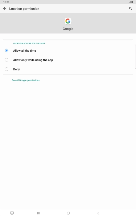 Press the required setting.