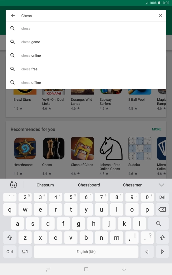 Key in the name or subject of the required app and press the search icon.