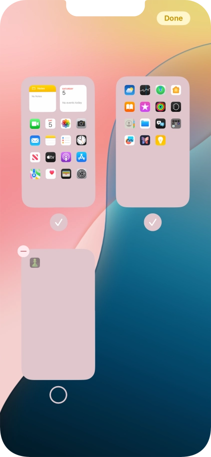 Press the delete icon next to the required home screen page.