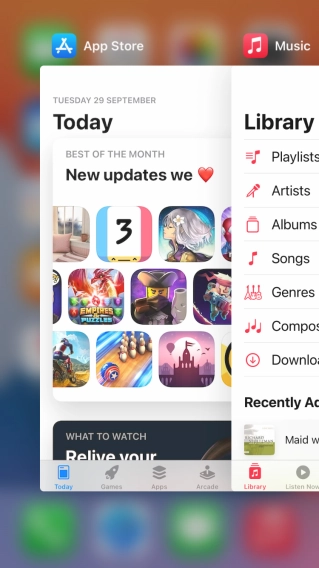 Slide upwards on the required application to end it.