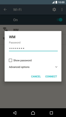 Key in the password for the Wi-Fi network and press CONNECT.