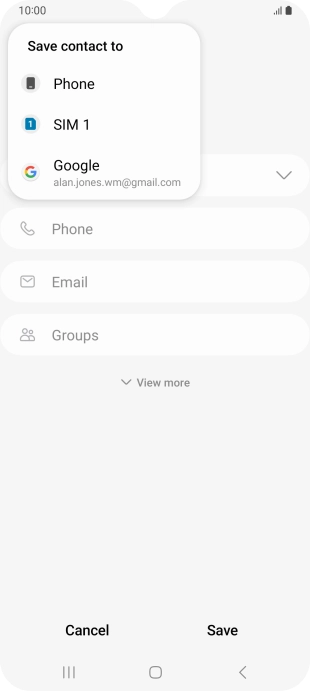 Press the required Google account.