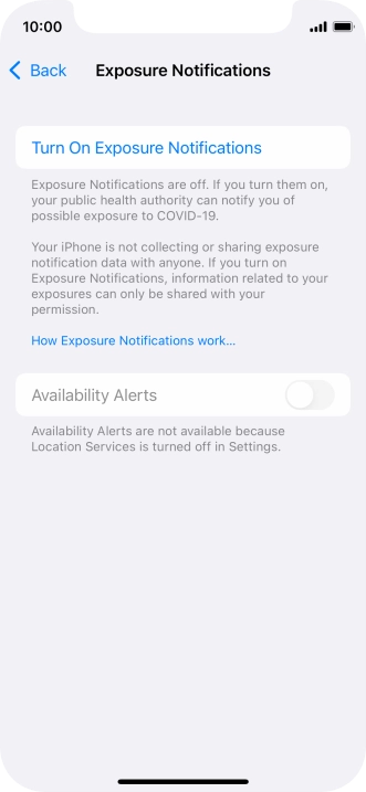 Press Turn On Exposure Notifications.