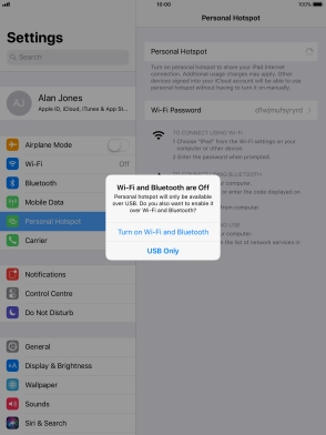 If Wi-Fi is turned off, press Turn on Wi-Fi and Bluetooth.