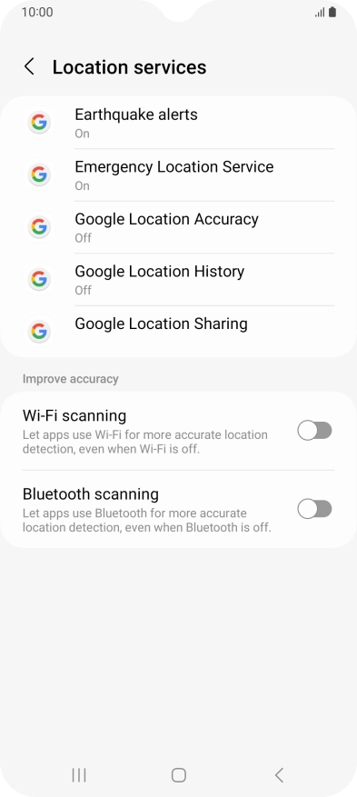 Press Google Location Accuracy.