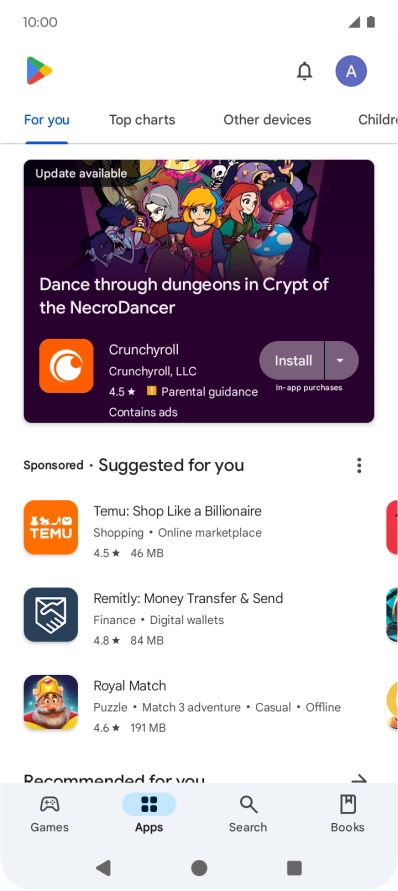 Press the profile icon.