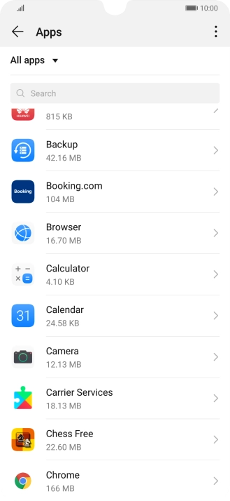 Press the required app.