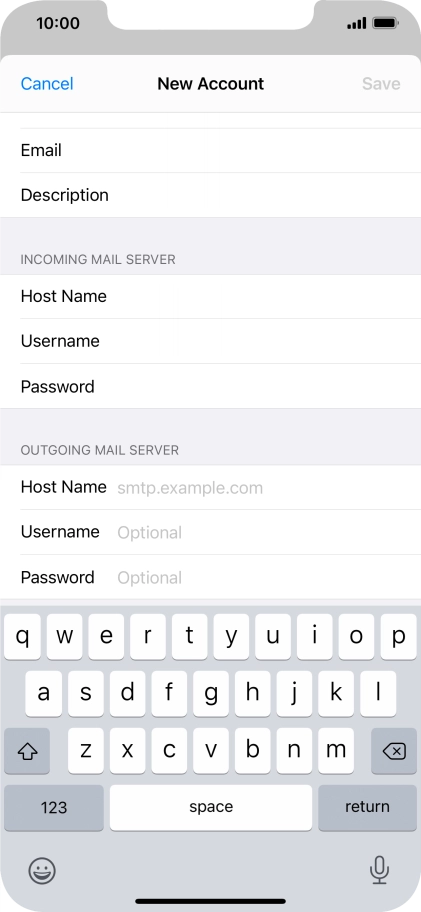 Press Host Name and key in the name or IP address of your email provider's outgoing server. Please note that if you can't send email messages when using your email provider's outgoing server, key in smtp.vodafone.net.au (Vodafone's outgoing server).