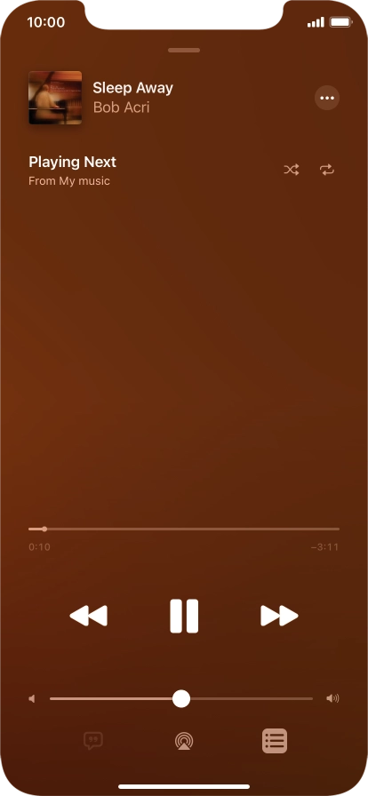 Press the shuffle icon to turn the function on or off.