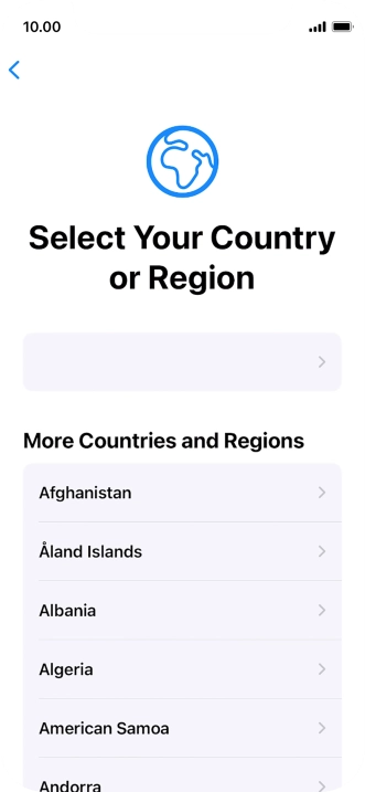 Press the required country or area.
