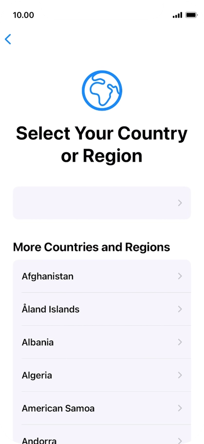 Press the required country or area.