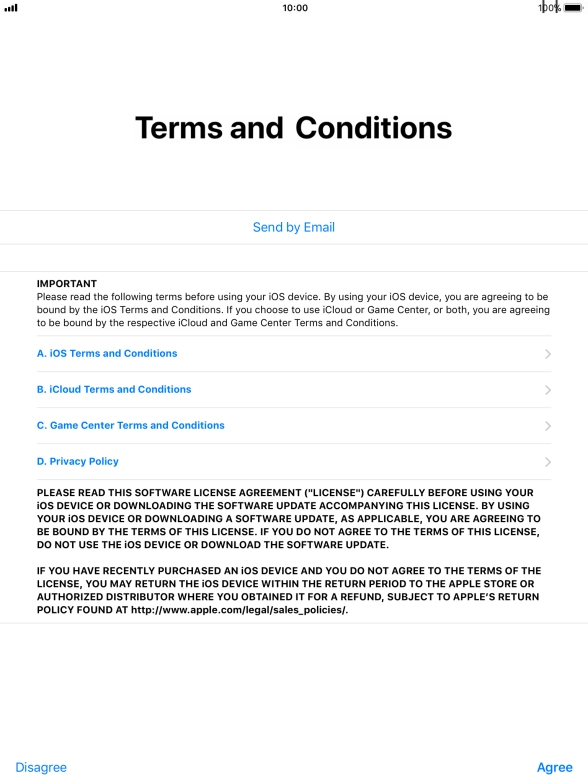 Press Agree and your tablet restores the content of the selected backup. Subsequently, follow the instructions on the screen to set up your tablet and prepare it for use.