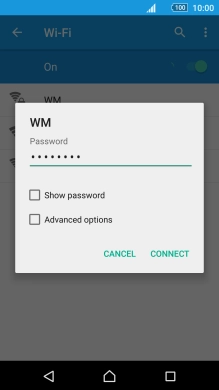 Key in the password for the Wi-Fi network and press CONNECT.