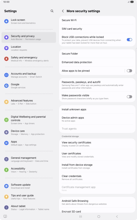 Press SIM card security.