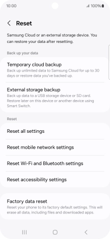 Press Factory data reset.