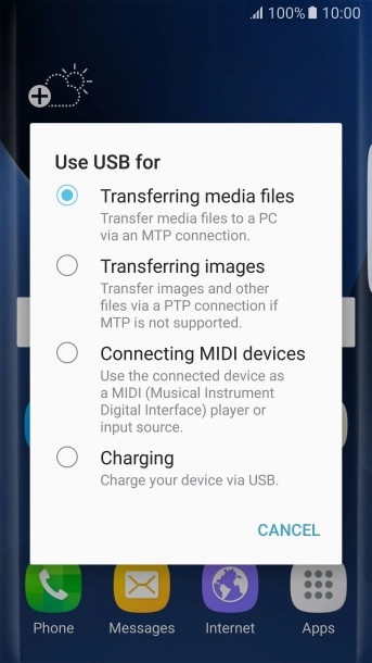 Press Transferring media files to turn on the function.