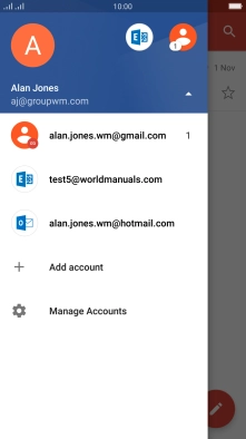 Press the required email account.