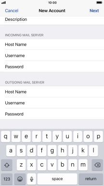 Press Password and key in the password for your email account. Please note that if you're using Vodafone's outgoing server, leave the password field empty.