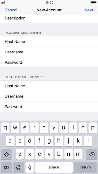 Press Password and key in the password for your email account. Please note that if you're using Vodafone's outgoing server, leave the password field empty.