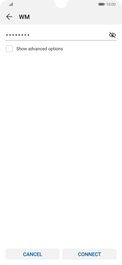 Key in the password for the Wi-Fi network and press CONNECT.