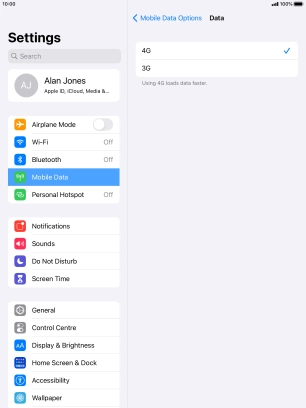 Press the required network mode.