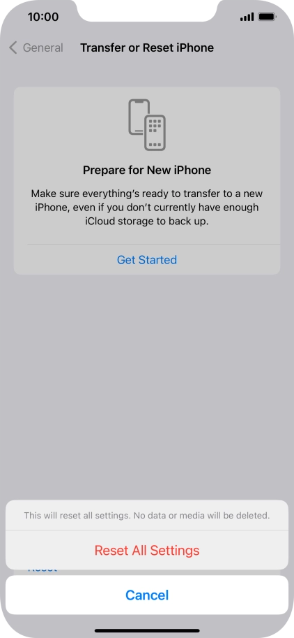 Press Reset All Settings.
