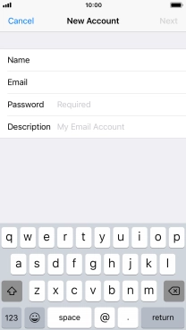 Press Password and key in the password for your email account.