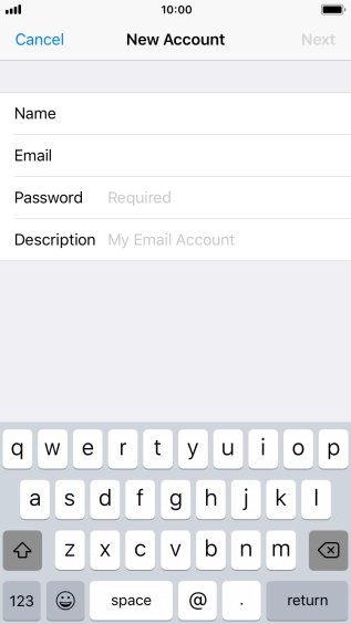 Press Password and key in the password for your email account.