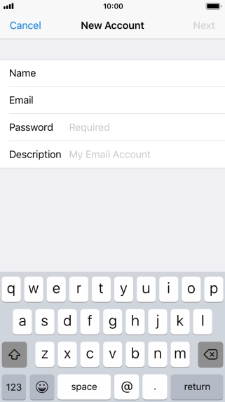 Press Password and key in the password for your email account.