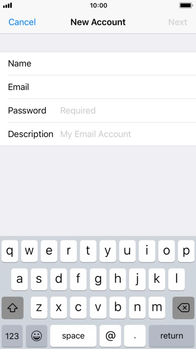 Press Password and key in the password for your email account.