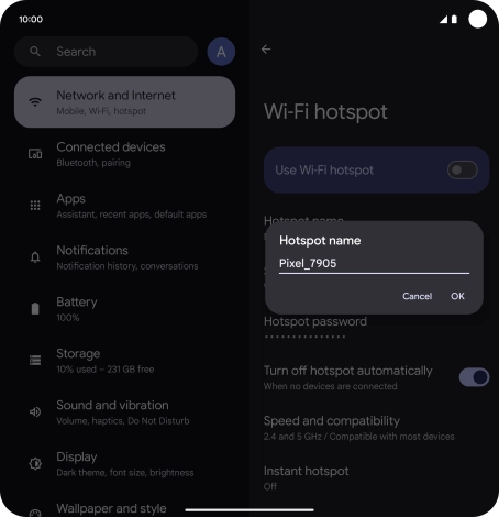 Key in the required Wi-Fi hotspot name and press OK.