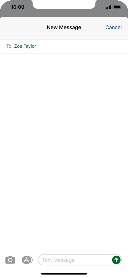 Press the text input field and write the text for your picture message.