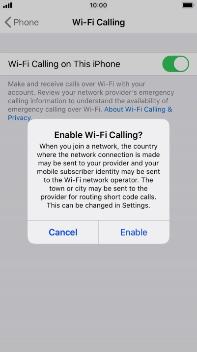 If you turn on the function, press Enable.