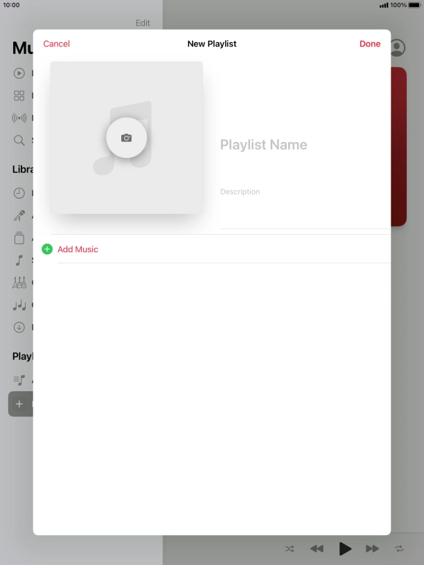 Press the text input field and key in a name for the playlist.