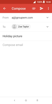 Press the text input field and write the text for your email message.
