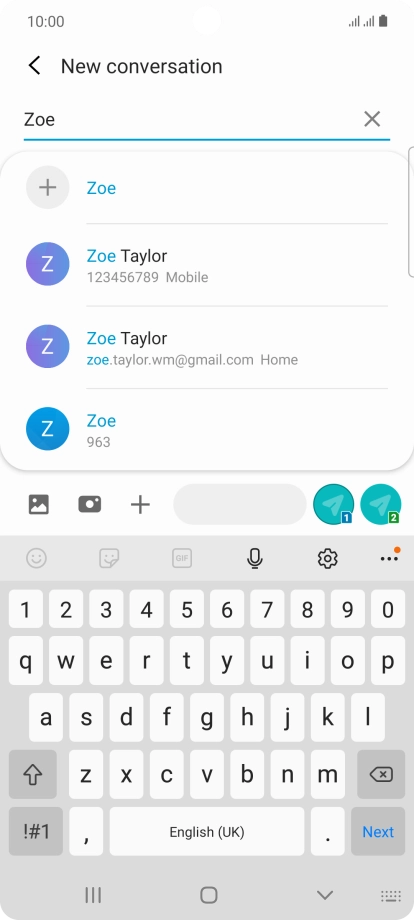 Press the required contact.
