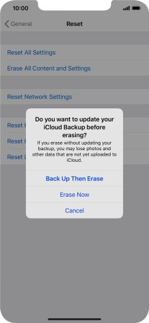 Press the required setting.