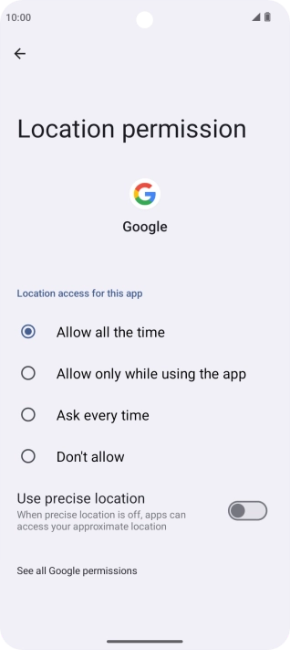 Press the required setting to turn the function on or off.