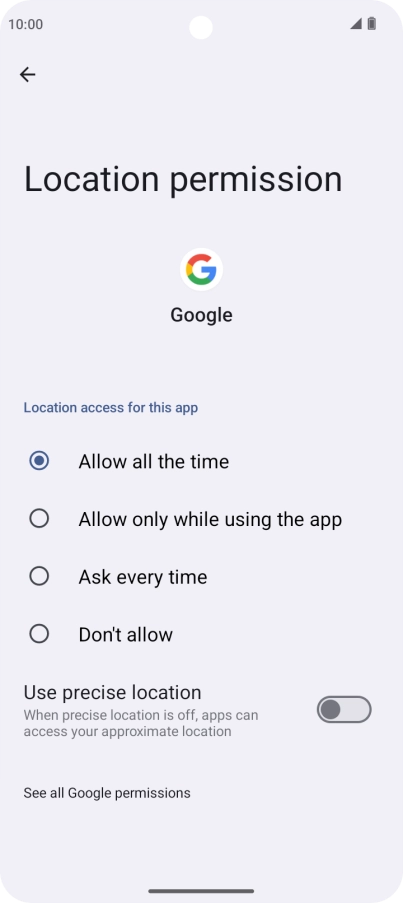 Press the required setting to turn the function on or off.