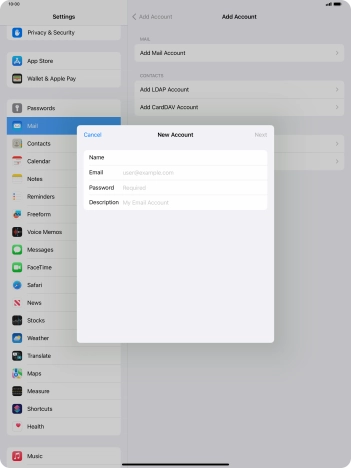 Press Email and key in your email address.