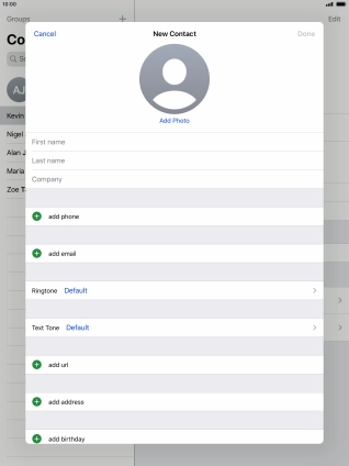 Press First name and key in the first name.