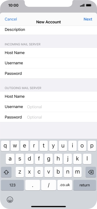 Press Username and key in the username for your email account. Please note that if you're using Vodafone's outgoing server, leave the username field empty.