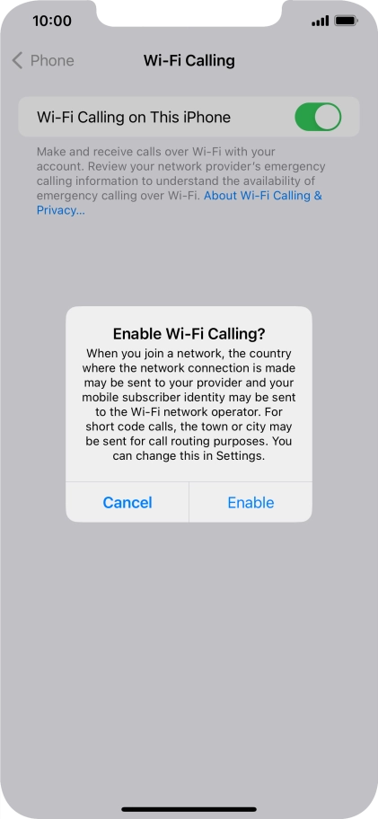 If you turn on the function, press Enable.