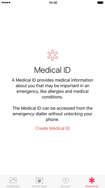 Press Create Medical ID.