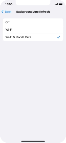 To turn off background refresh of apps, press Off.