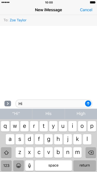 Press the send icon when you've finished your text message.