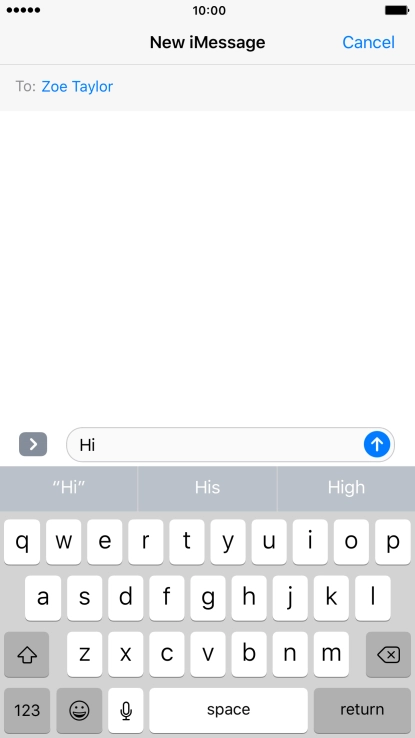 Press the send icon when you've finished your text message.