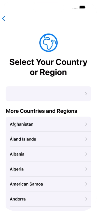 Press the required country or area.