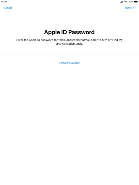 Key in the password for your Apple ID and press Turn Off.